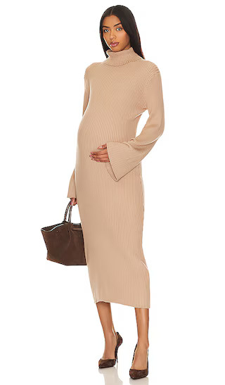 Cozy Rib Maternity Dress in Camel | Revolve Clothing (Global)