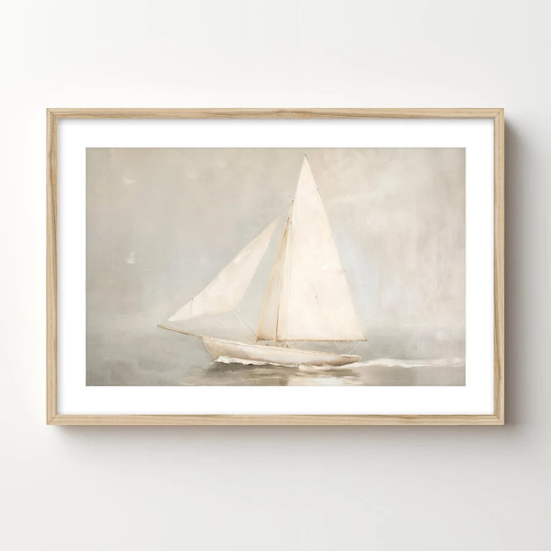 Plank & Pillow | Framed Sailboat Print | Nautical Art | Neutral Print | Beach House Decor | Ocean... | Etsy (US)