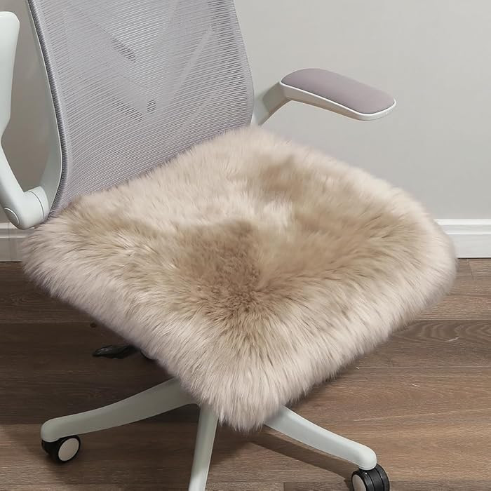 LLB Sheepskin Chair Covers Seat Cushion, Cream Brown, 18x18 Inch Pack of 1 | Amazon (US)