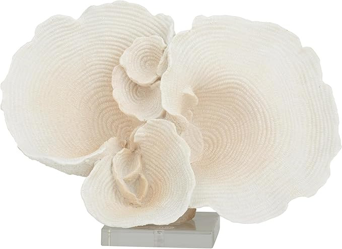 Deco 79 Polystone Coral Decorative Sculpture Home Decor Statue, Accent Figurine 13" x 6" x 9", Wh... | Amazon (US)