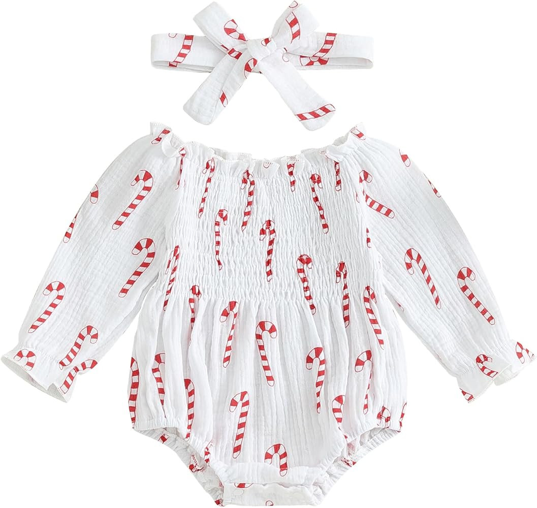 Newborn Baby Girl Outfit Cute Romper Long Sleeve Ruched Bodysuit Comfy Outfits Baby Girl Clothes | Amazon (US)