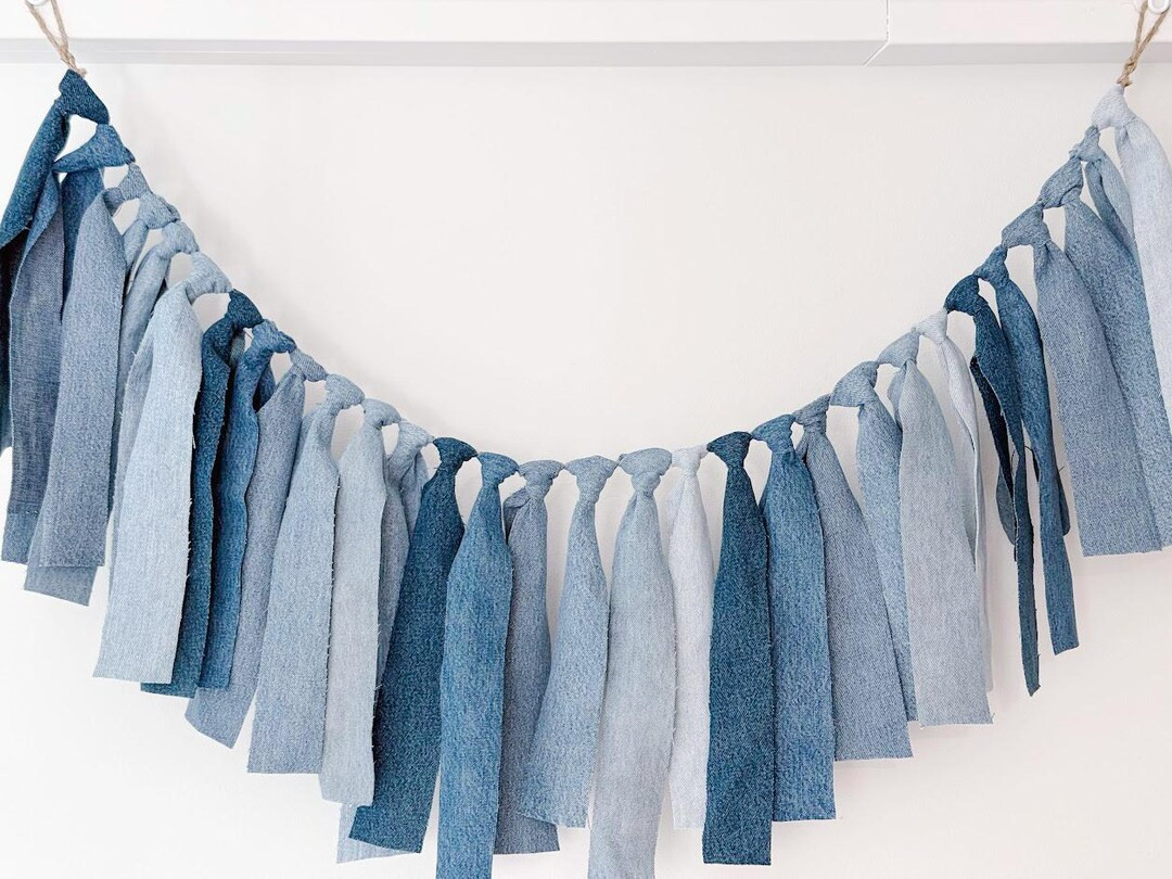 Custom Fabric Garland Banner Denim Graduation Decor Team Color Tailgate Decor Shower Decor - Etsy | Etsy (US)