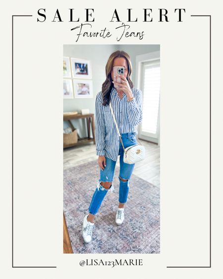 Favorite jeans on sale + extra 15% off with code JENREED! Abercrombie curve love ankle straight jean (23s, linking regular version, too). Target striped button up shirt (XS). casual outfit. Mom outfit. Weekend outfit. Golden Goose suler star sneakers.Gucci small Marmont shoulder bag. 

* These are from the curve love line and perfect for my hourglass or pear shaped babes (these give you an extra 2 inches in the hips and the thighs). I did have to size down to a 23s. It’s an ankle jean so the short length comes a little above my ankle!

#LTKunder100 #LTKFind #LTKSale