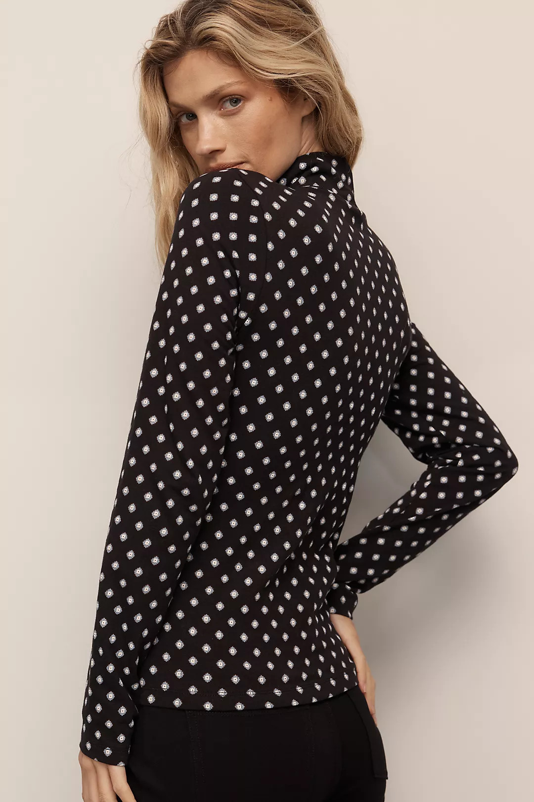 The Hailey Printed Long-Sleeve Turtleneck Top by Maeve | Anthropologie (US)