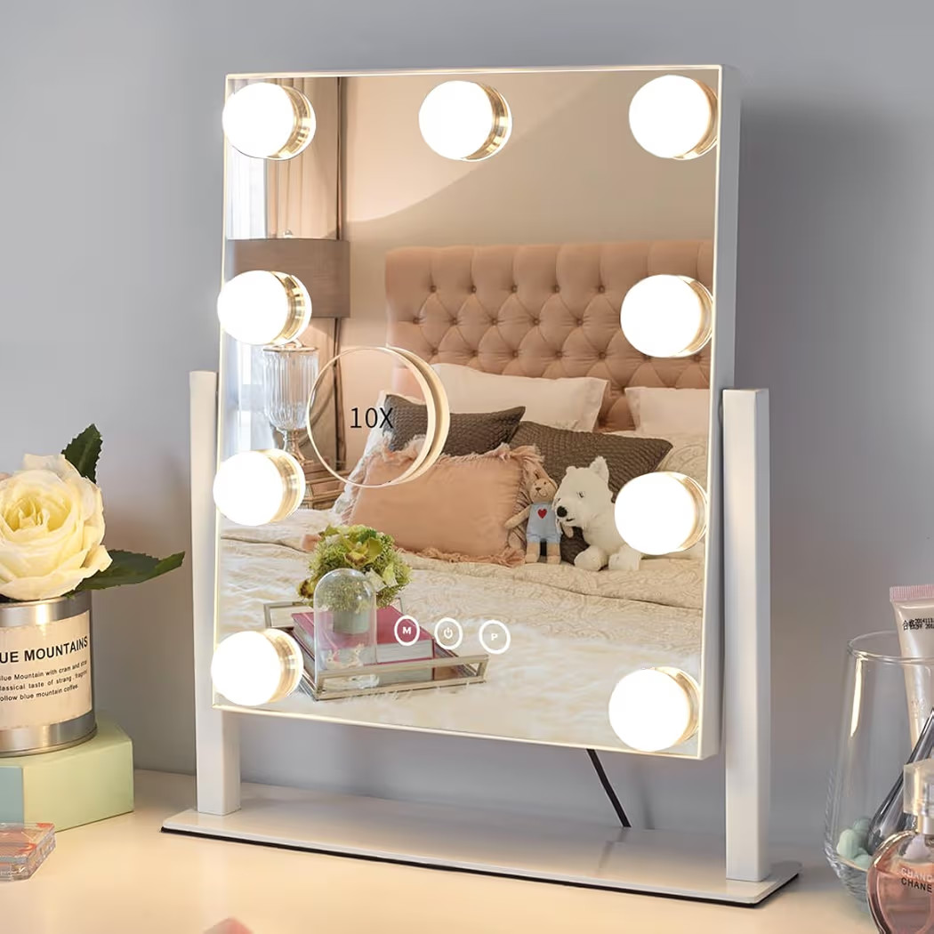 Vanity Mirror with Lights,Lighted Vanity Mirror with 9 Dimmable Bulbs for Dressing Room & Bedroom... | Amazon (US)