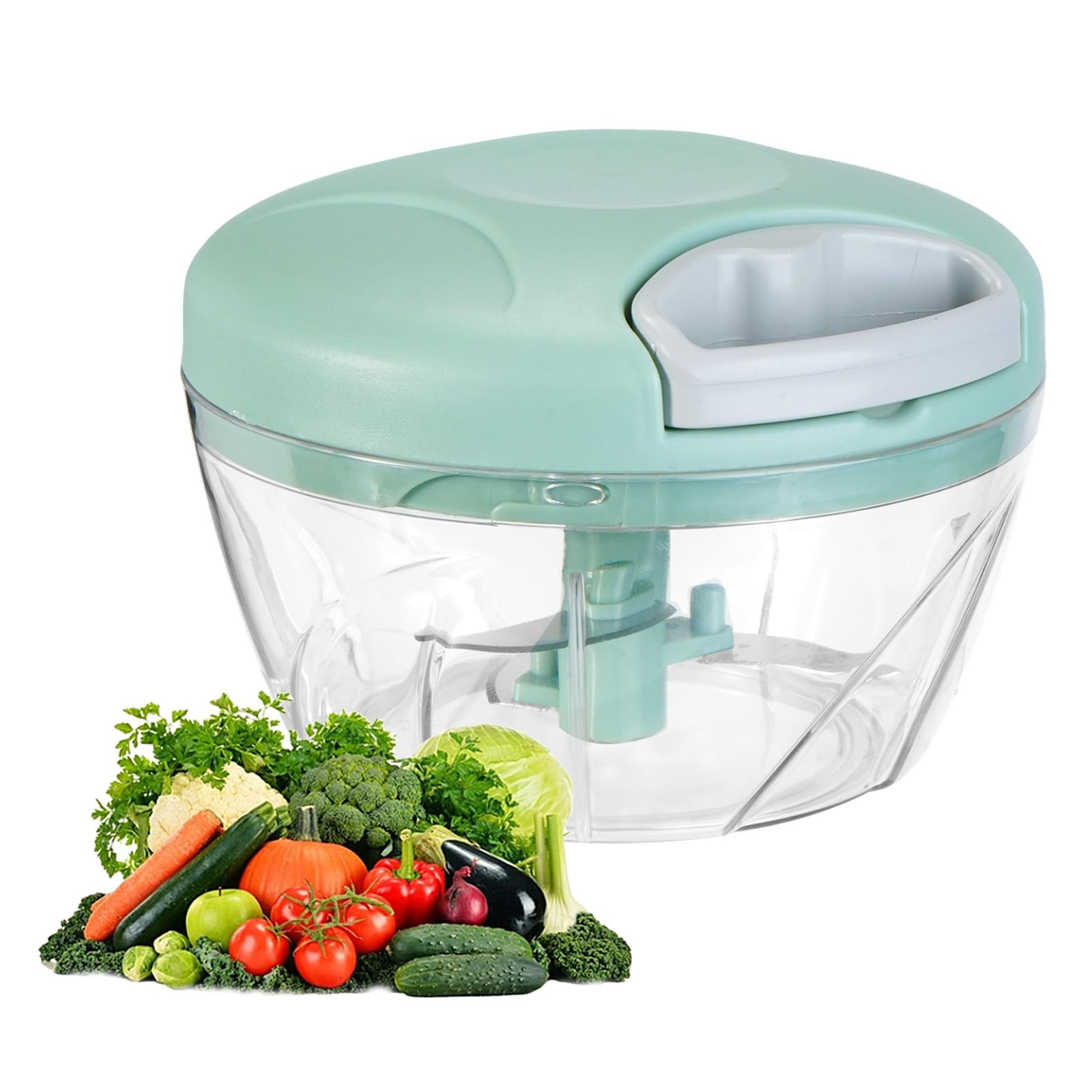 Manual Food Processor Vegetable Chopper,‌ Portable Hand Pull String Garlic Mincer Onion Cutter for Veggies, Suitable for Vegetables, Ginger, Garlic, Fruits, Onion, Potato, Salad (Green 500 ml) | Amazon (US)