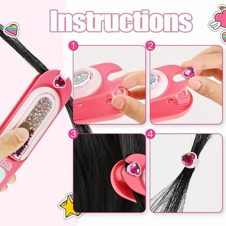 Hair Gem Stamper Kit, Bling Hair Jewels for Girls Toys, Hair Styling Tool with Reusable Shining D... | Walmart (US)