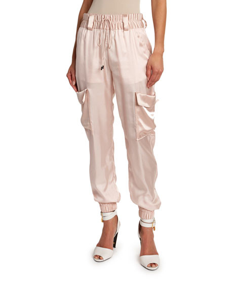 TOM FORD Lightweight Satin Cargo Jogger Pants | Neiman Marcus