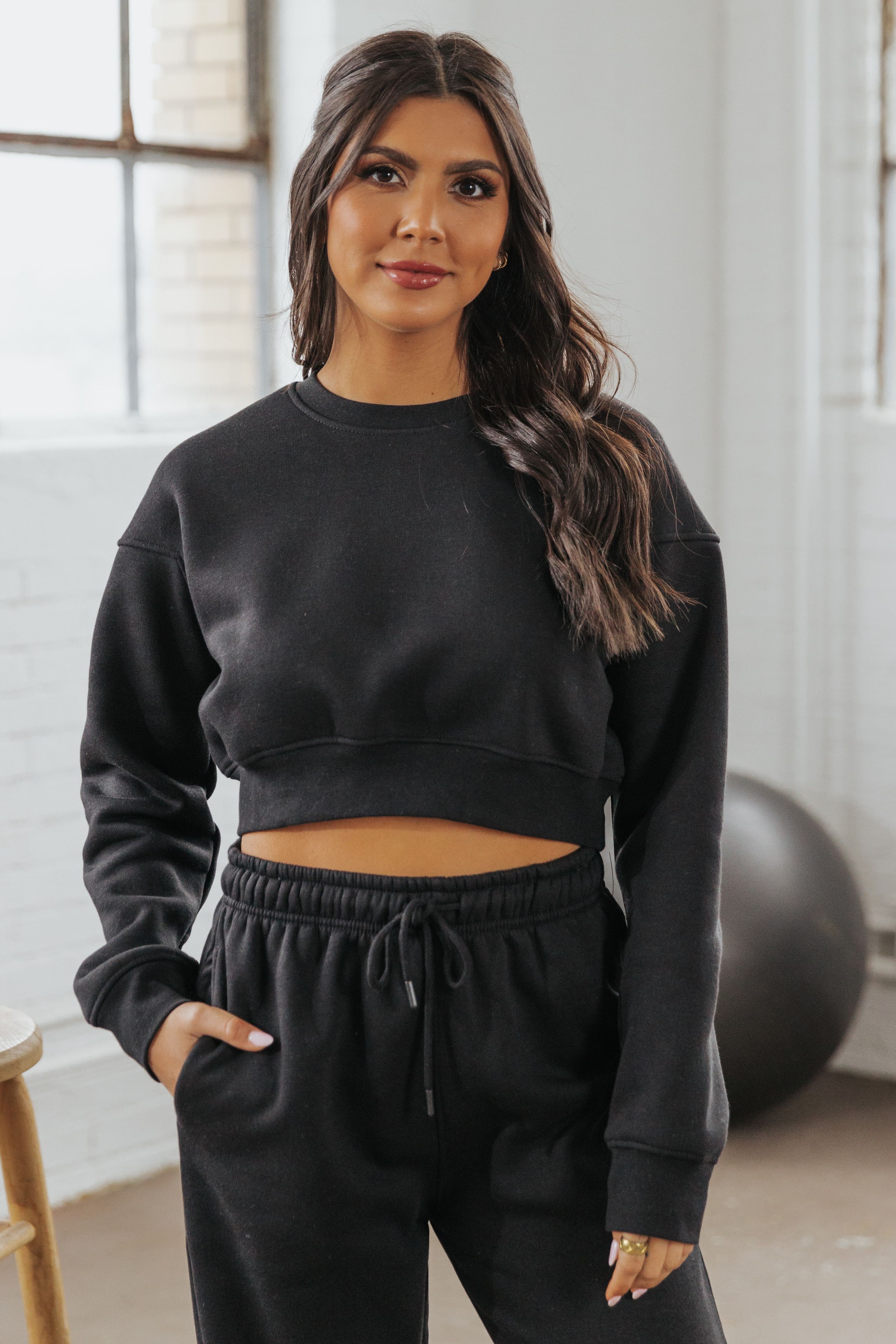 Black Fleece Long Sleeve Sweatshirt | Magnolia Boutique