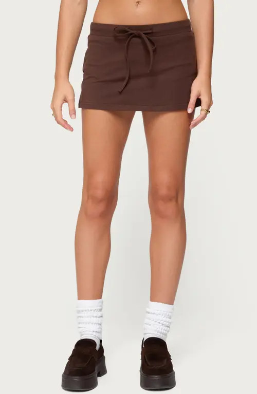 EDIKTED Bayside Stretch Cotton Micro Skort in Brown at Nordstrom, Size X-Small | Nordstrom