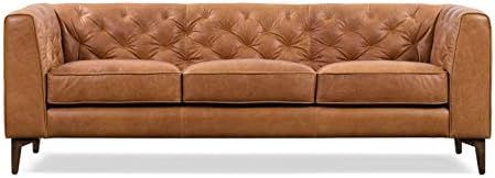 POLY & BARK Essex 89" Sofa in Full-Grain Pure-Aniline Italian Tanned Leather in Cognac Tan | Amazon (US)