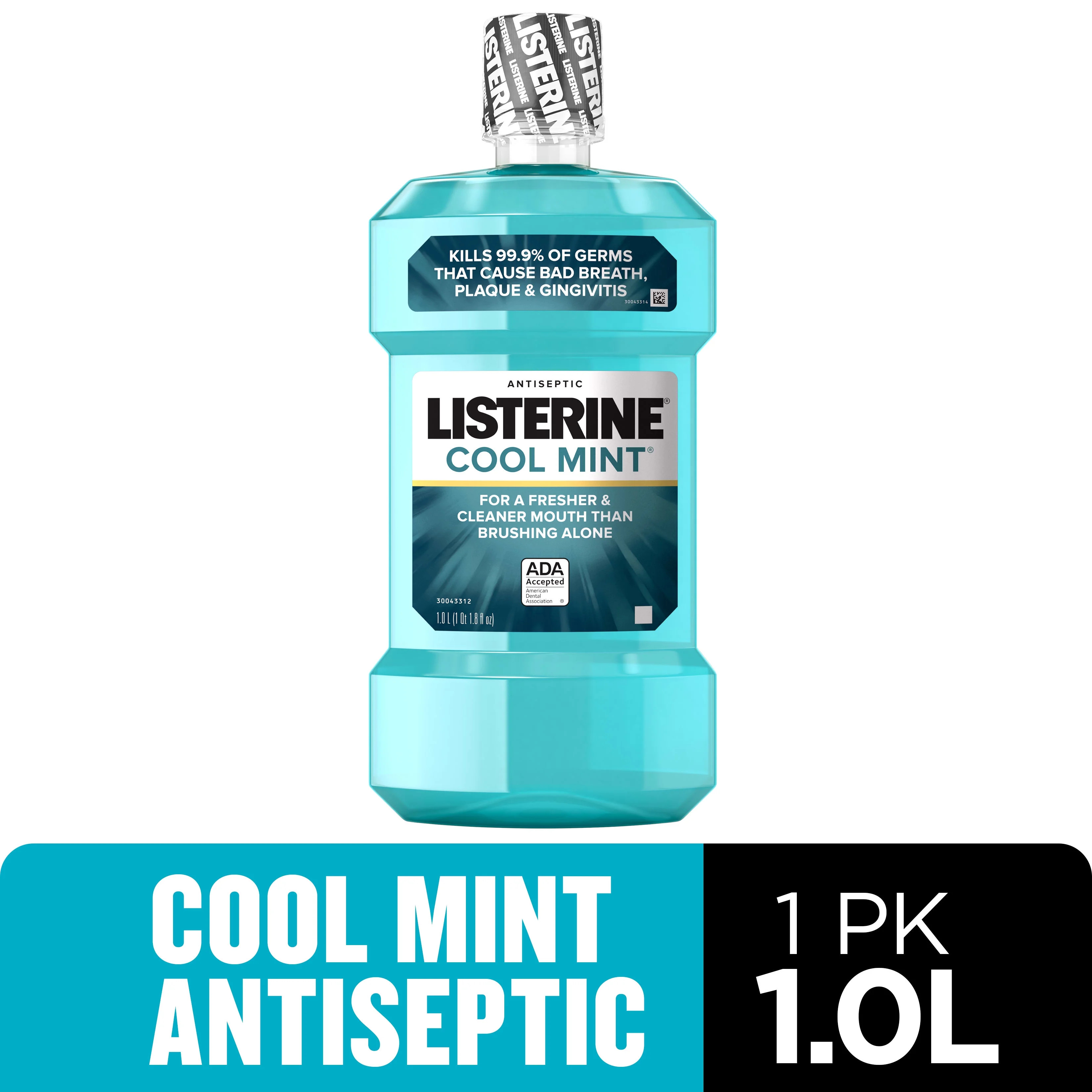 Listerine Cool Mint Antiseptic Mouthwash, Bad Breath & Plaque, 1 L | Walmart (US)
