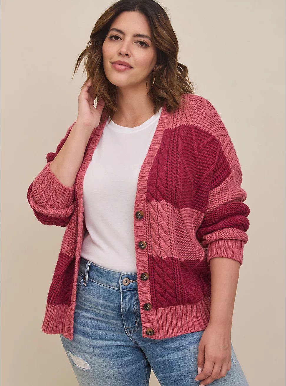 Cable Cardigan V-Neck Sweater | Torrid (US & Canada)