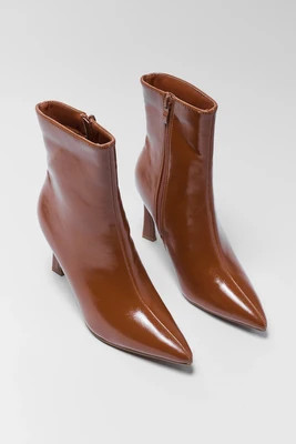 Faux Leather Pointed Toe Ankle Boots | Avara