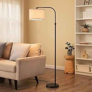 EDISHINE Black Arched Floor Lamp, Standing 62" Arc Tall Lamp with Adjustable Linen Lampshade, Bla... | Amazon (US)