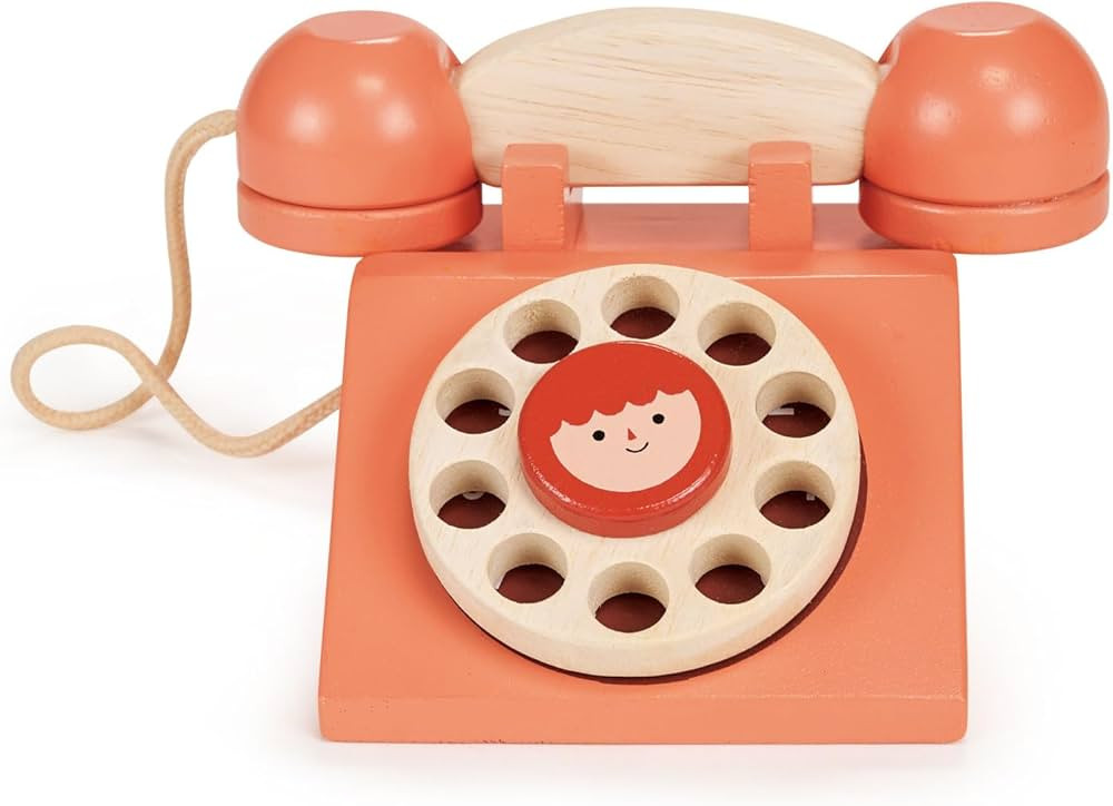 Mentari Toys - Ring Ring Telephone - Solid Wood Retro Chorded Dial Phone for Toddlers - Pretend P... | Amazon (US)