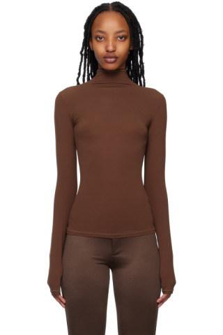 SKIMS - Brown Fits Everybody Turtleneck | SSENSE