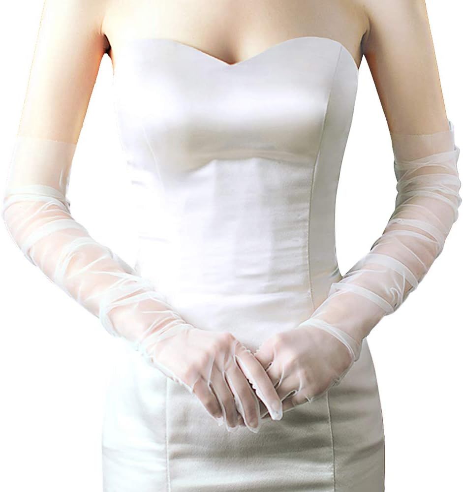 BABEYOND Mesh Gloves for Women - Long Tulle Gloves Wedding Opera Bridal Sheer Elbow Gloves Flappe... | Amazon (US)