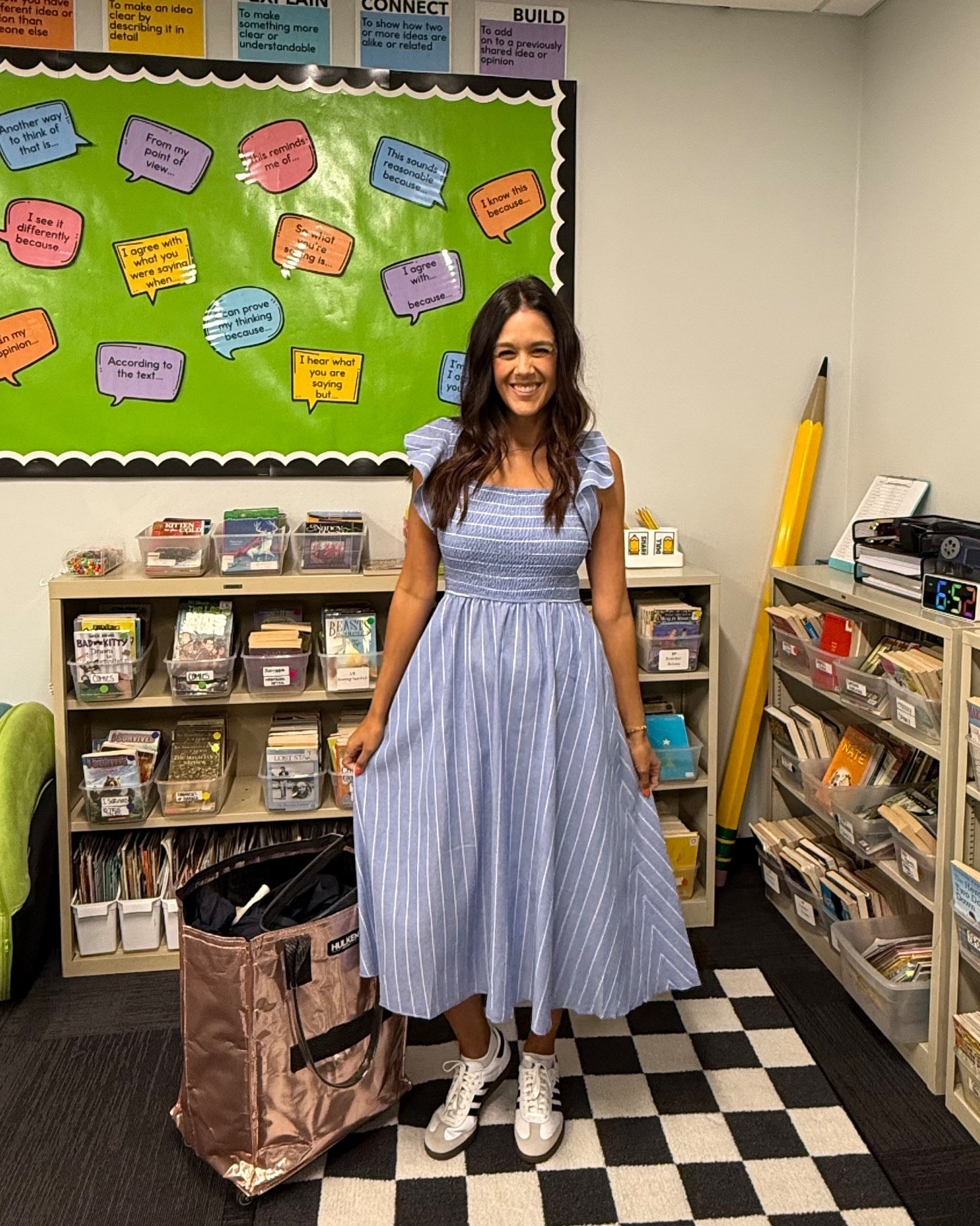 This blue teacher sun dress was so comfortable and easy to teach in all day! 