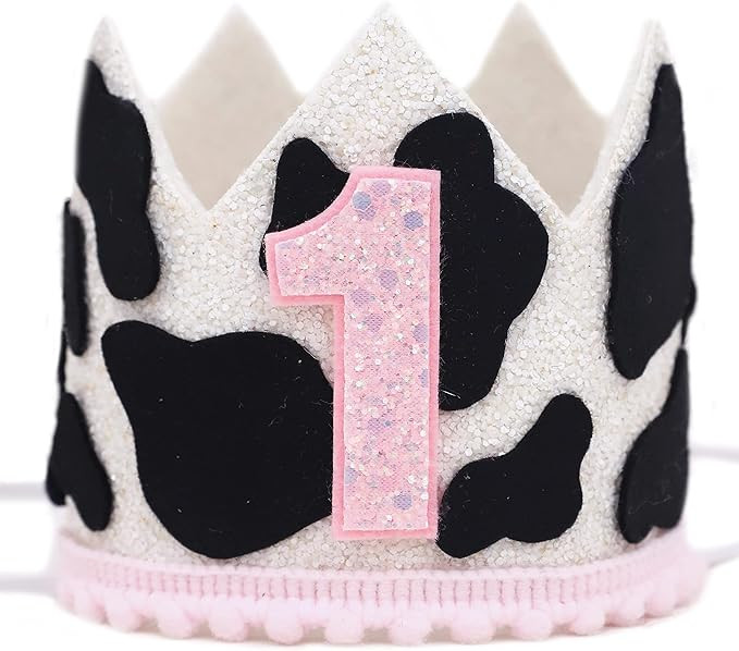 Cow Birthday Crown Hat for Baby Girl - Farm 1st Birthday Crown,Cow Themed One Birthday Party Supp... | Amazon (US)