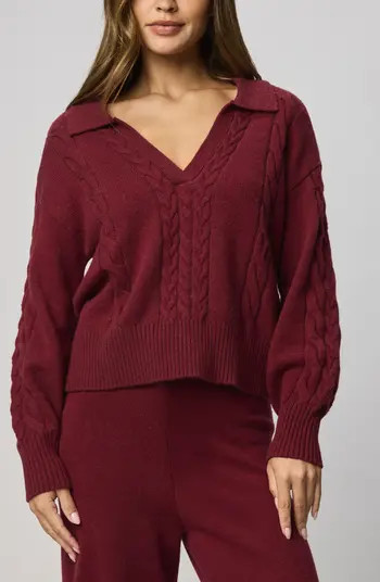 Splendid Jet Set Cable Stitch Polo Sweater | Nordstrom | Nordstrom