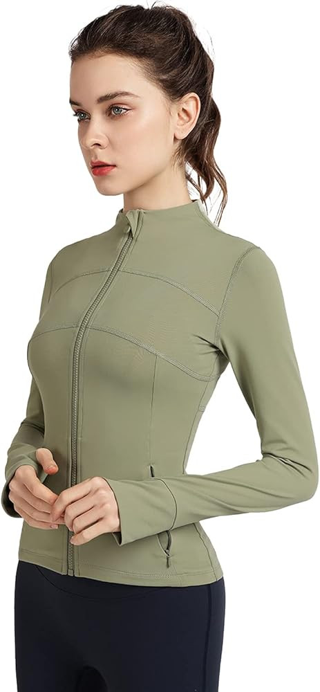 Women's Stretchy Workout Jackets Lightweight Full Zip Running Track Jacket | Amazon (US)