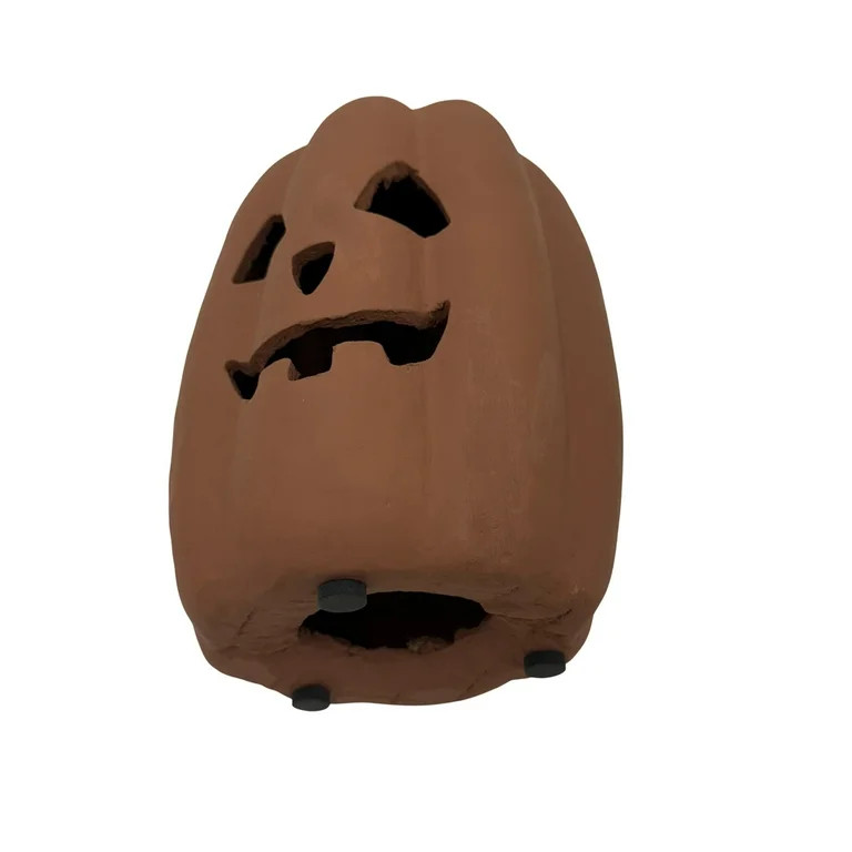 Paper Mache Jack-o'-Lantern Tabletop Decoration, Brown, 12.38", Halloween by Way To Celebrate | Walmart (US)