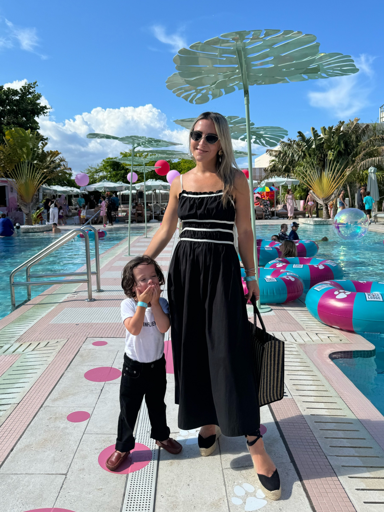 Mommy and me summer outfits. Wearing all black for a fun pool party. We weren’t sure if it was a party around a pool or a real pool party lol so don’t worry we had outfit changes in my bag. 

Black summer dress, European summer dress, toddler boy style, cool baby boy outfit, cool toddler boy style 

#LTKKids #LTKFamily #LTKStyleTip