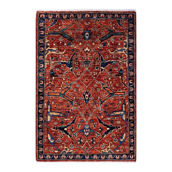 One-of-a-Kind Hand-Knotted 2000'S 2'7" X 4' Wool Area Rug in Orange | Wayfair North America