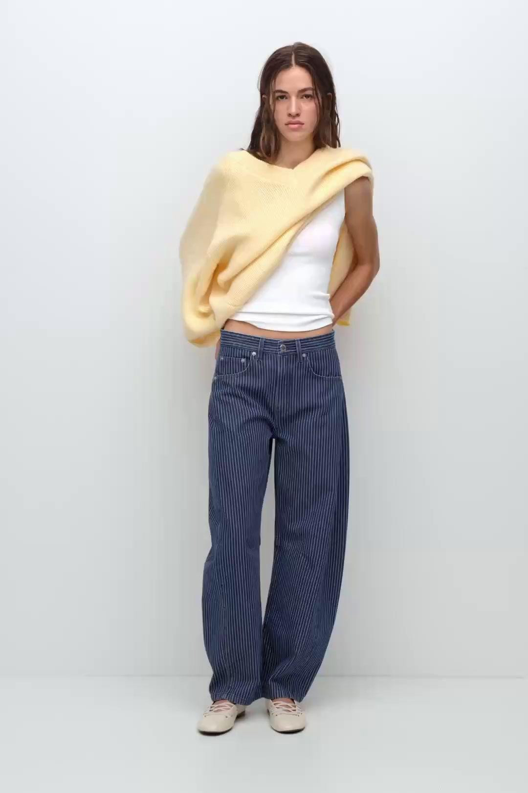 Striped balloon jeans | Pull&Bear United Kingdom | PULL and BEAR UK