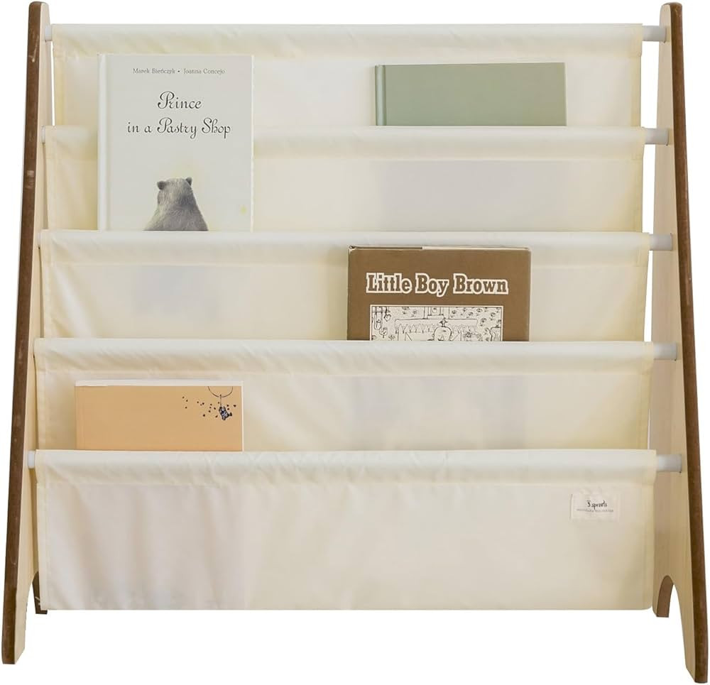 3 Sprouts Recycled Fabric Kids Bookshelf – 4-Tier Sling Book Rack Organizer - Nursery Room Play... | Amazon (US)