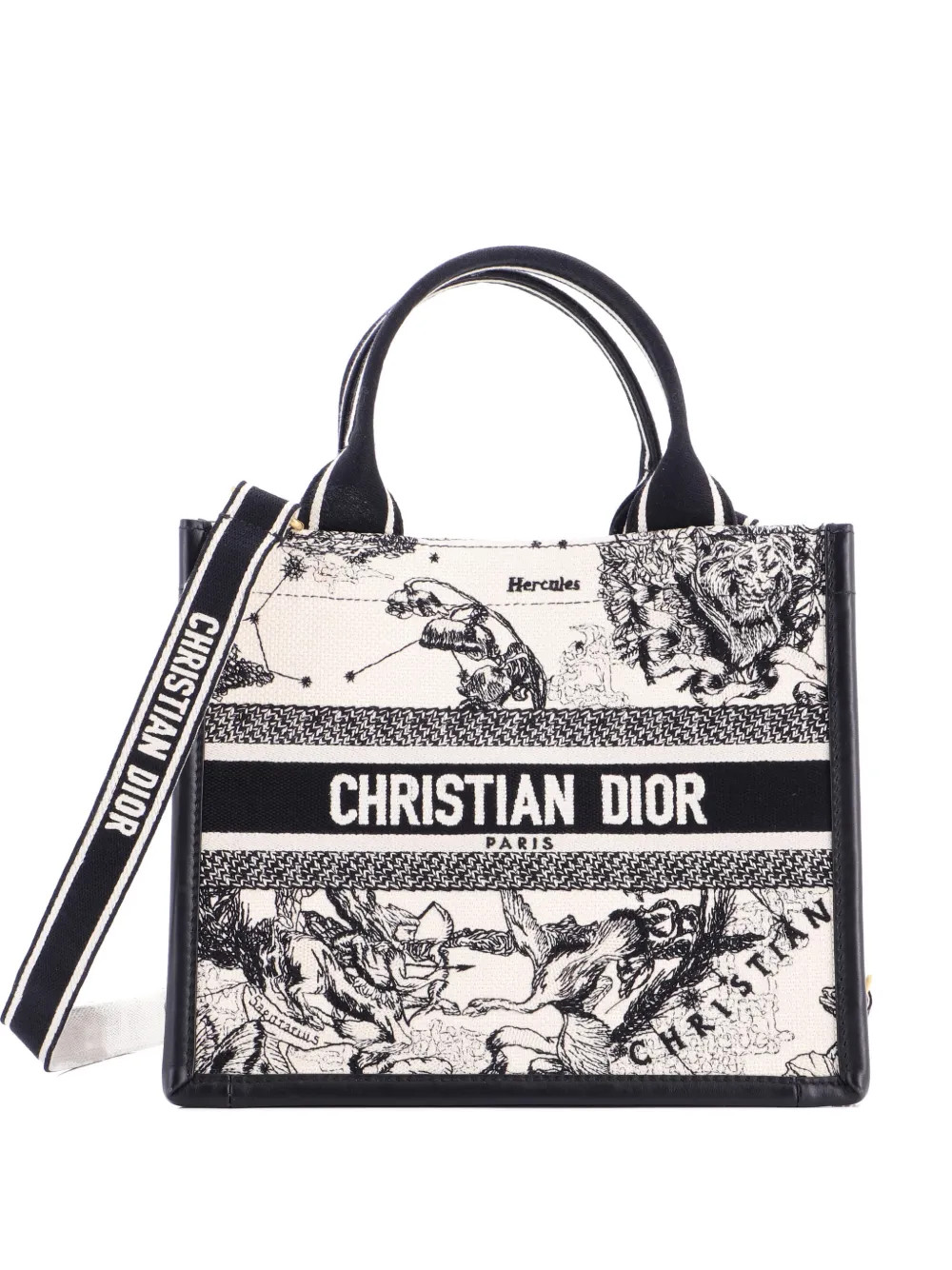 Christian Dior Pre-Owned Book With Strap Embroidered Canvas Small Tote Bag | Black | FARFETCH BH | Farfetch Global