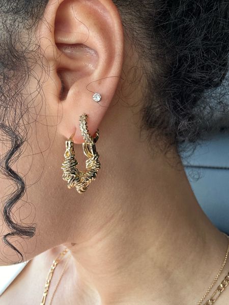 Stacked jewelry, earrings, gold earrings, hoop earrings, good hoops, gold hoop earrings 

#LTKBeauty #LTKStyleTip #LTKItBag