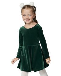 Baby And Toddler Girls Christmas Long Sleeve Velour Knit Dress | The Children's Place  - SPRUCESH... | The Children's Place