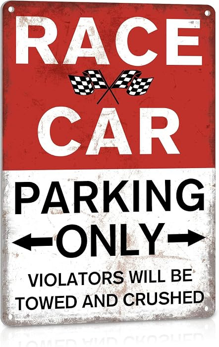 Race Car Parking Only Sign Vintage Room Decor for Boys Bedroom, Metal Tin Signs Men Garage Cars W... | Amazon (US)