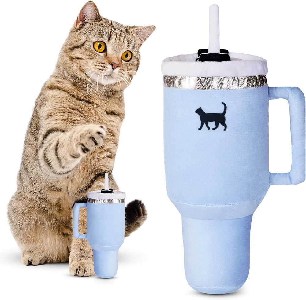 Kitty Cup Tumbler Cat Toy – Cute Cat Toy with Catnip, Crinkle Cat Toys for Cat Birthdays or Chr... | Amazon (US)