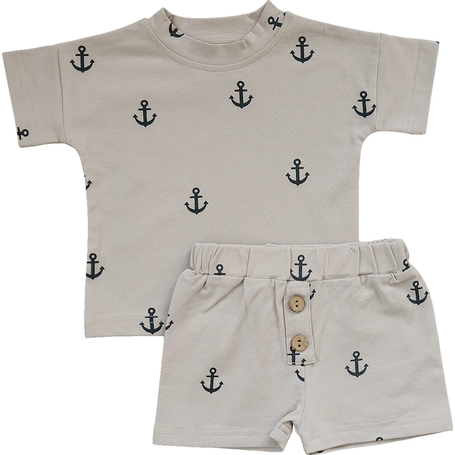 Anchors Button Short Set 0-3 | Mebie Baby