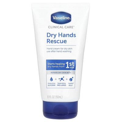 Vaseline, Clinical Care™, Dry Hands Rescue, Fragrance Free, 5.1 fl oz (150 ml) | iHerb