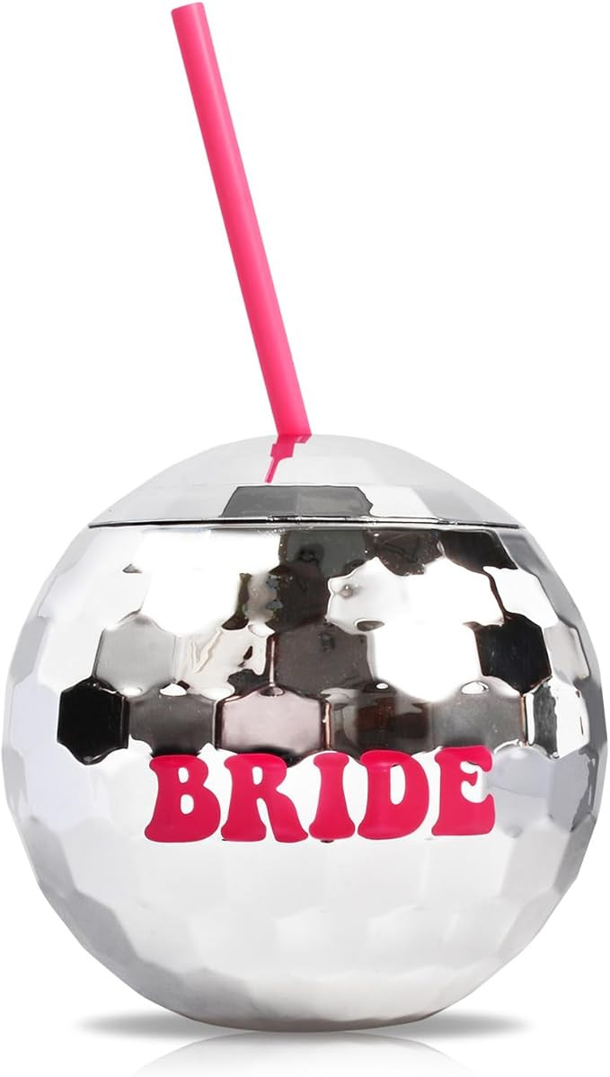 MGupzao Bride Disco Ball Cocktail Cup with Pink Straw Set of 1 Bachelorette Party Gift for Bridal... | Amazon (US)
