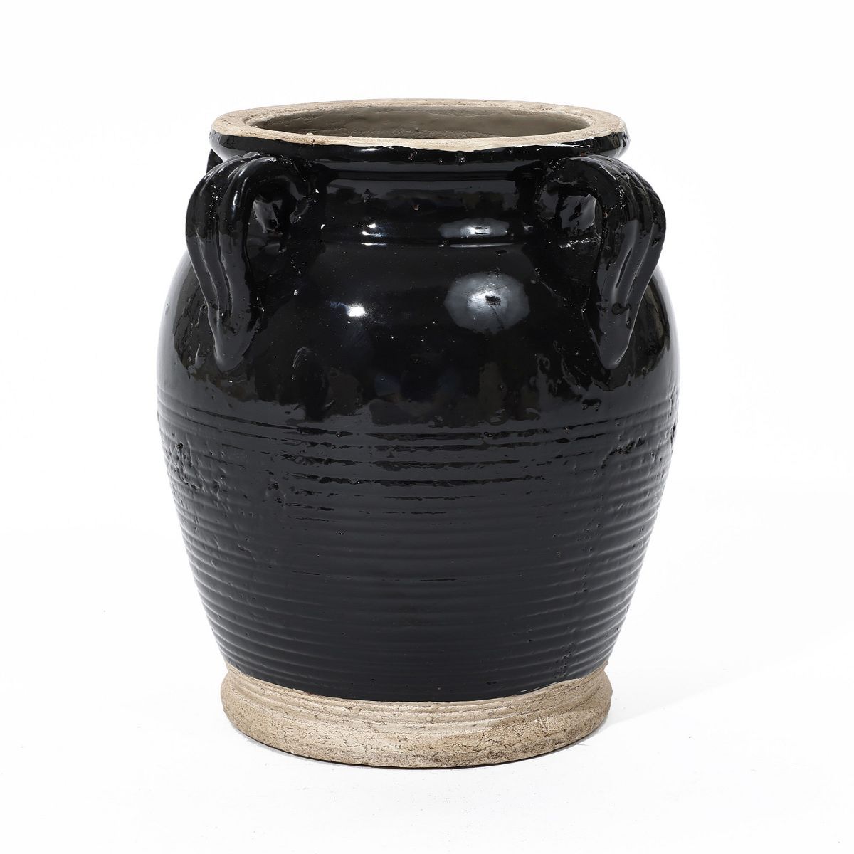 LuxenHome Black Jug Round Terracotta Vase with Two Handles | Target