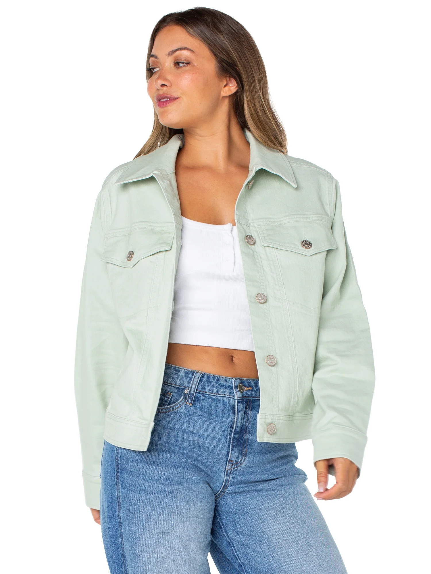 Celebrity Pink Women's Oversized Boyfriend Denim Jacket, Sizes XS-XXXL | Walmart (US)