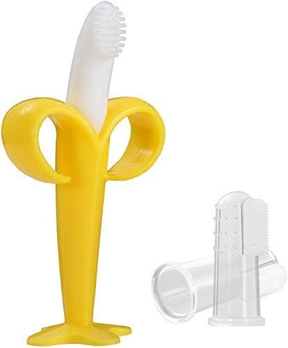 Banana Toothbrush and Baby Toothbrush,Silicone Infant Training Finger toothbrushes with Storage C... | Amazon (US)