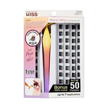 KISS imPRESS Falsies Self Adhesive Eyelashes Natural & Wispy 10mm-12mm-14mm 50 Lash Clusters | Walmart (US)