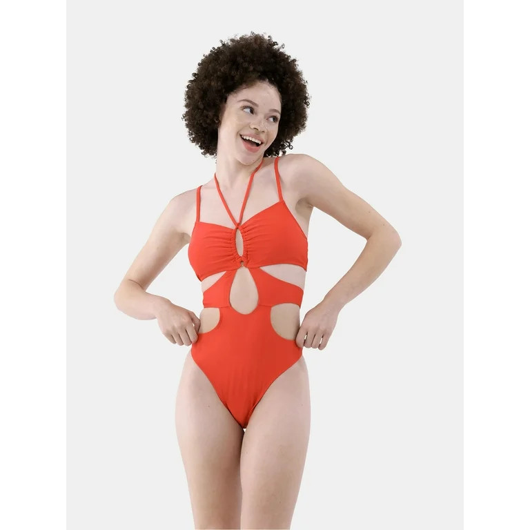 No Boundaries Women's Cut Out Thong One Piece Swimsuit, Sizes XXS-XL - Walmart.com | Walmart (US)