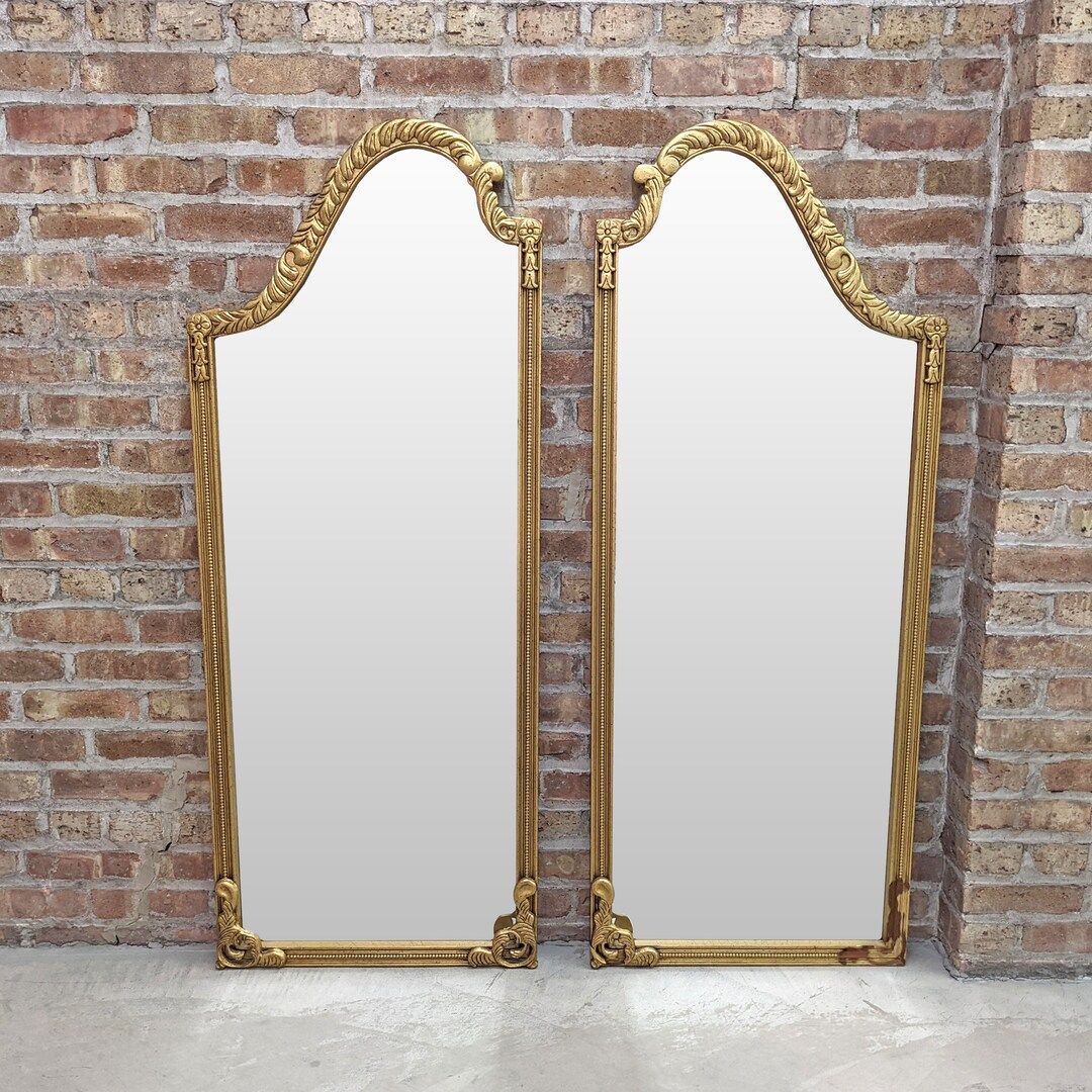 55" Hollywood Regency Style Carved Gilt Mirrors , a pair | Etsy (US)