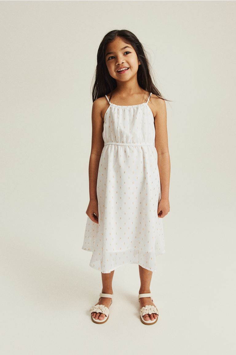 Asymmetric Chiffon Dress - White/patterned - Kids | H&M US | H&M (US + CA)