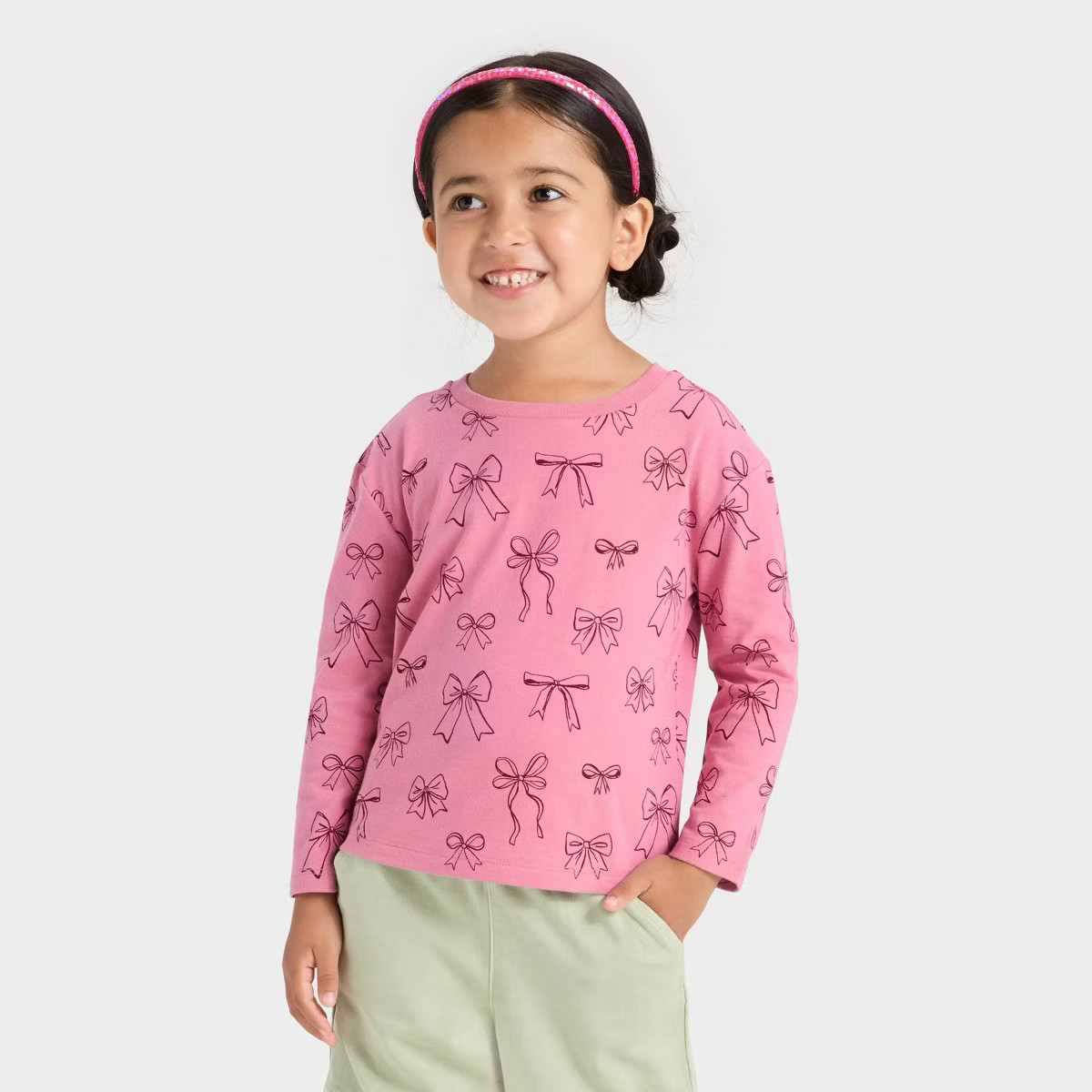 Toddler Girls' Long Sleeve T-Shirt - Cat & Jack™ Rose Pink 4T | Target