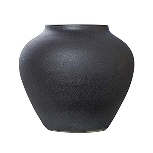 Vases Vase Living Room Balcony Outdoor Decoration Fresh Flowers Dried Flowers Flower Arrangement Hand-Frosted Black Ceramic Vase (Color : Black, Size : 23 * 21cm) | Amazon (US)