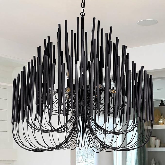 TOCHIC Modern Farmhouse Chandelier for Dining Room 36", Large Vintage Black Wood Chandeliers Ligh... | Amazon (US)
