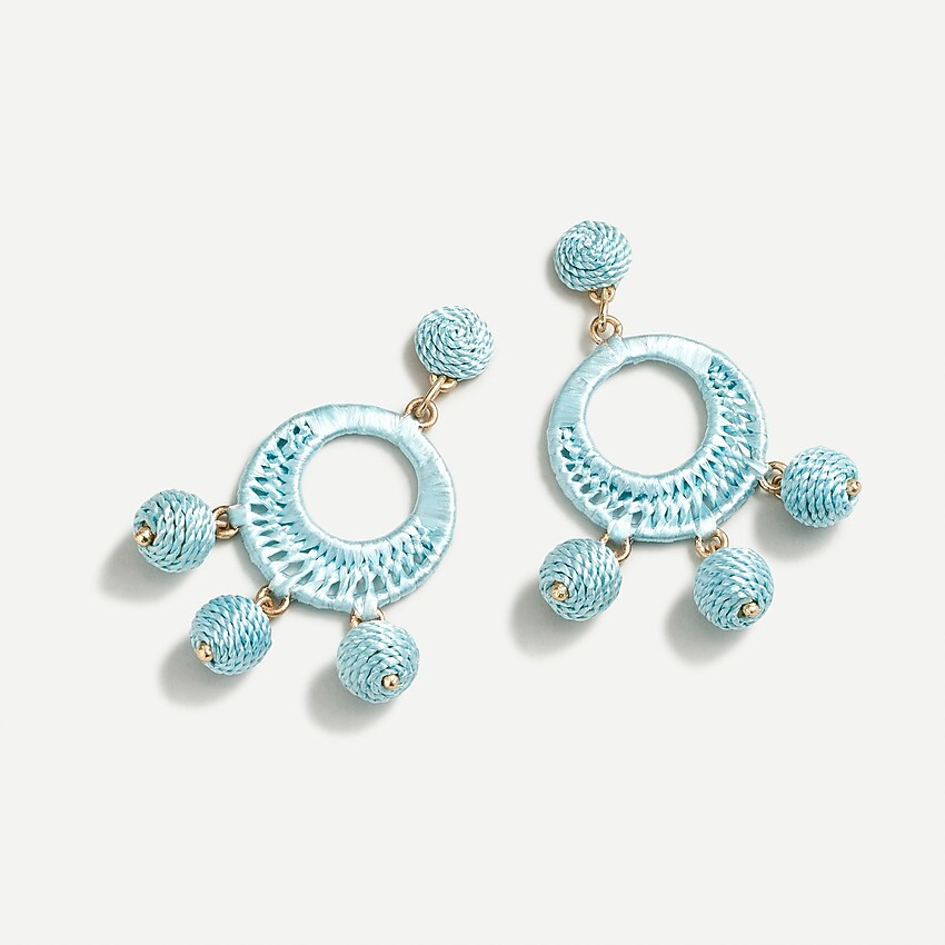 Raffia-wrapped triple drop earrings | J. Crew US